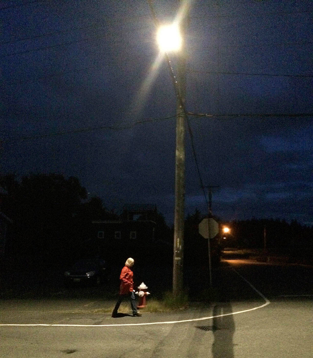 Record file — The City of Langley has been testing LED street lights for more than a year. In July 2016, residents complained about a 4,000 Kelvin bulb on Third Street and Park Avenue. The city is currently testing a 45-watt 3,000 Kelvin light at the same location.