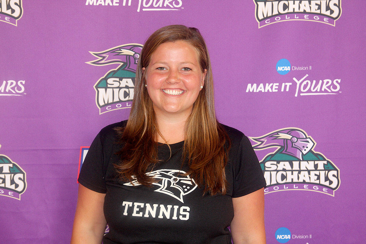 Contributed photo &mdash; Amelia Weeks recently finished her tennis career at Saint Michael&rsquo;s College.