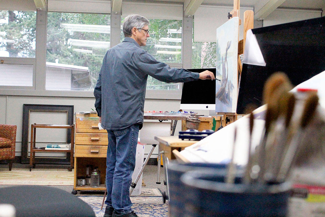 Evan Thompson / The Record &mdash; James Tennison is the newest tenant at the South Whidbey Community Center on the campus of Langley Middle School. The Langley resident and artist occupies a room in the Spencer Building behind Island Dance.