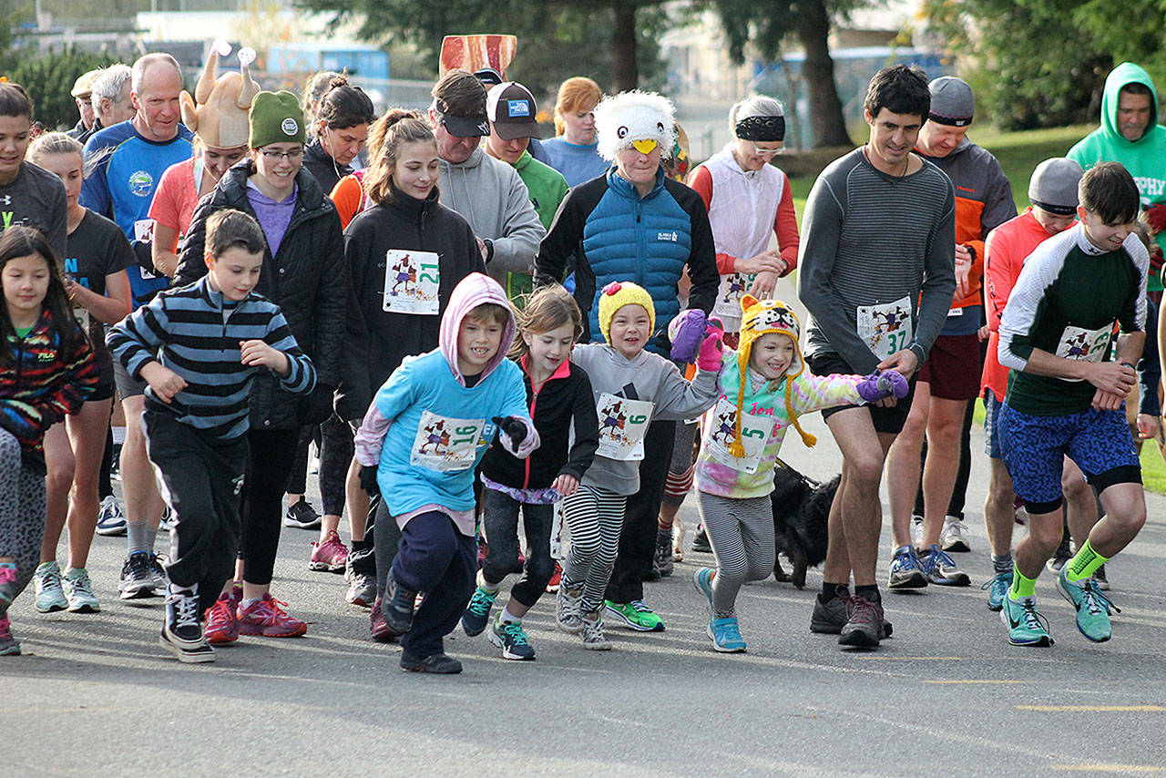 Evan Thompson / The Record — Around 40 people participated in the third annual Turducken Trot 5k on Nov. 18 at South Whidbey Community Park. Entry fees are going toward a community pool, though it is still years away from being built.