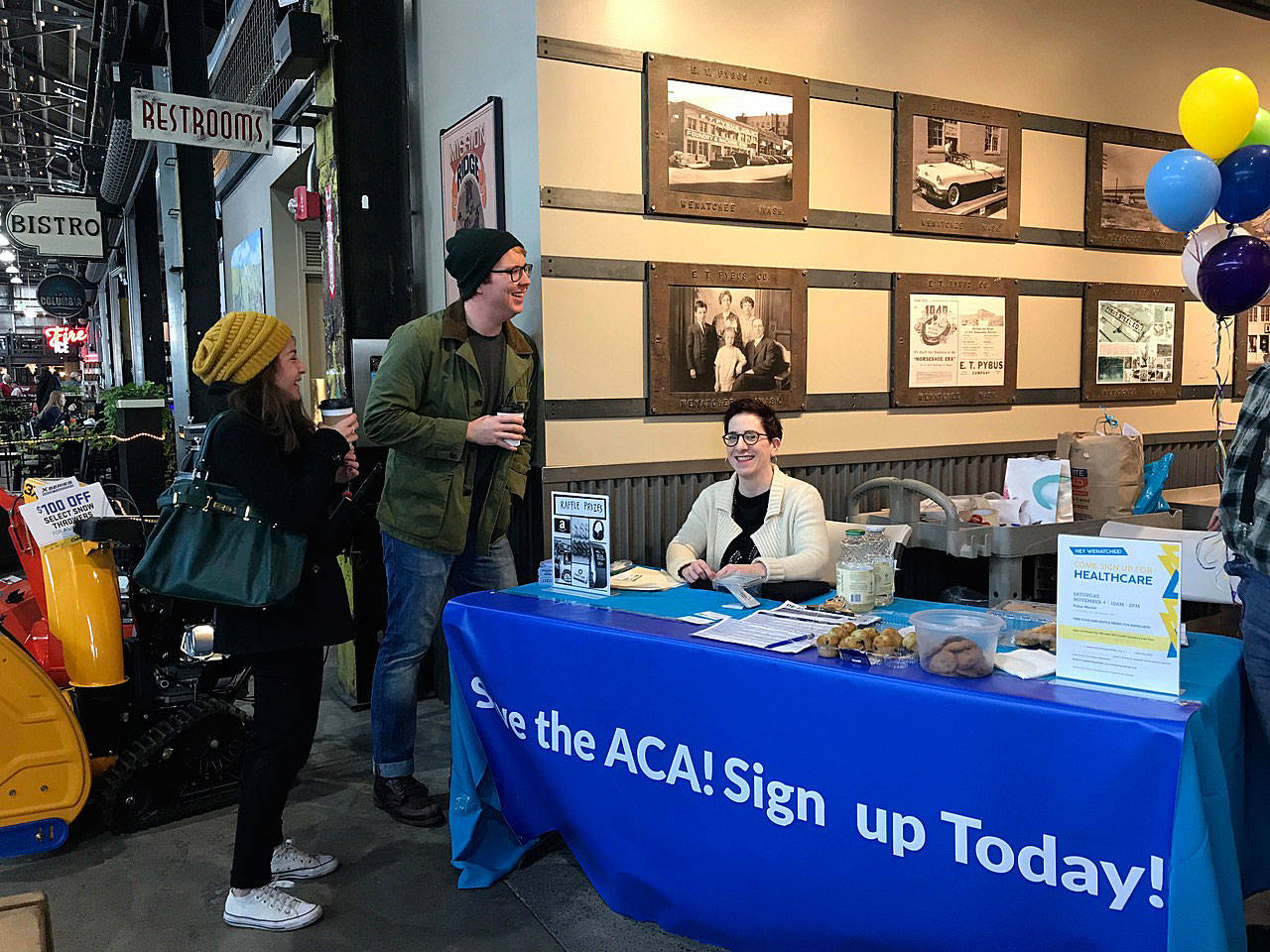 Contributed photo — Mercer Island resident Julie Negrin (right) brought her pop-up healthcare signup event to Wenatchee earlier this year.