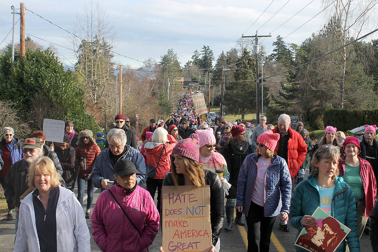 Evan Thompson / The Record  Over 1,000 protestors peacefully marched about two miles around Langley in January 2017. It was perhaps the largest political demonstration in the citys history.