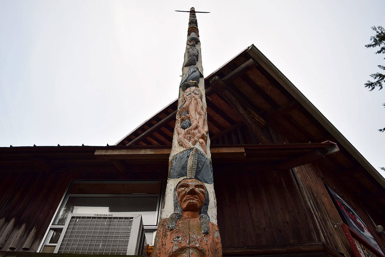 Kyle Jensen / The Record — Port of South Whidbey announced a refurbishing project for the story pole at the fairgrounds. The story pole was carved by Tulalip Tribal leader William Shelton more than 80 years ago.
