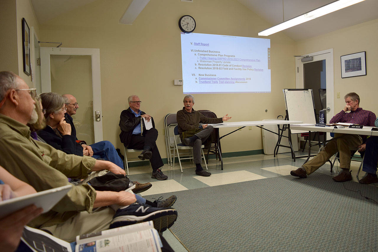 Kyle Jensen / The Record — A handful of irritated neighbors attended Wednesday’s monthly park commissioner meeting to voice their discontent over a new path in Trustland Trails.