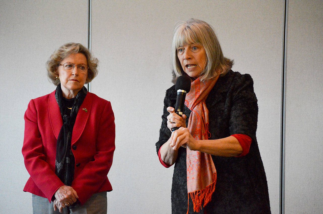 Left, Sen. Barbara Bailey and Rep. Norma Smith answer questions a Brunch with our Legislators event held by the League of Women Voters and the American Association of University Women on Saturday at the Whidbey Golf Club. Photo by Laura Guido/Whidbey News-Times