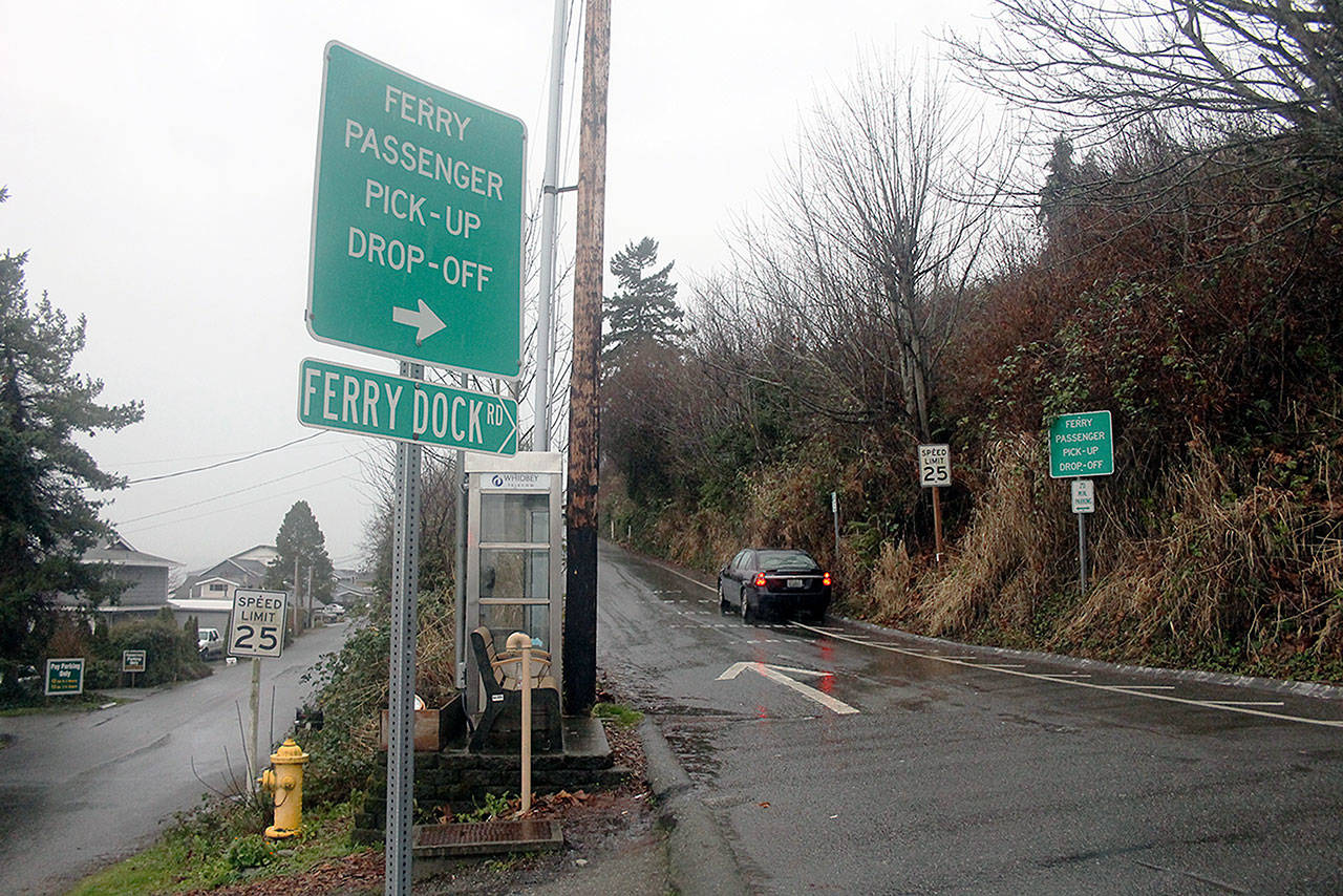 Evan Thompson / The Record — Ferry Dock Road’s current pick up and drop-off area is inadequate in the eyes of the Clinton Community Council and officials from the Washington State Department of Transportation.