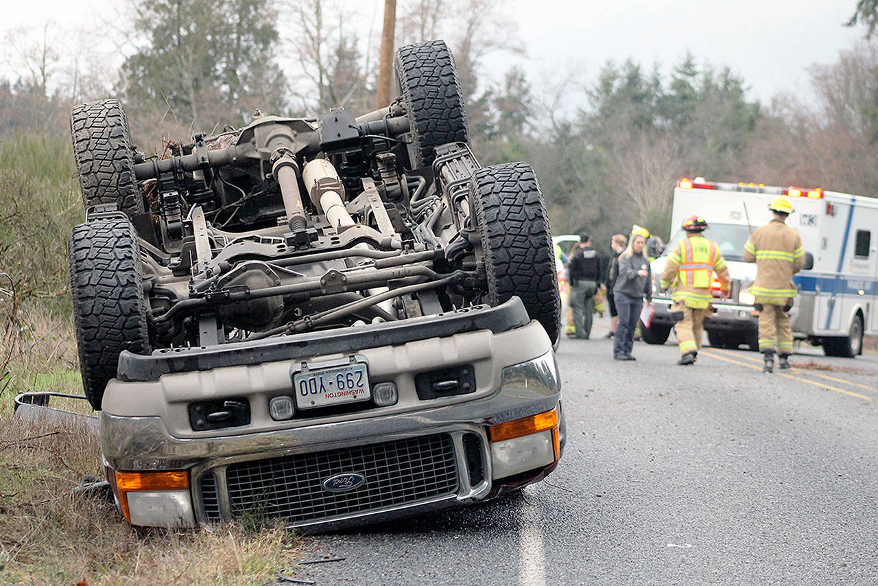 Evan Thompson / The Record — A 17-year-old boy was not injured in a rollover crash on Wednesday on Maxwelton Road.