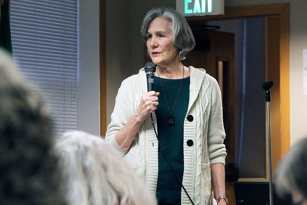 Evan Thompson / The Record  Langley resident Susan Scott complained about excess noise and potential rules violations concerning live amplified music at The Machine Shop on Second Street at the Langley City Councils meeting on Feb. 20.