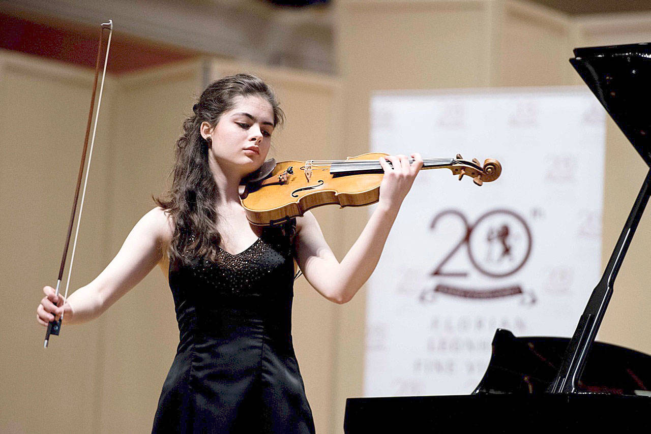 Courtesy of 2016 Menuhin Competition                                South Whidbey resident Marley Erickson, 14, plays violin in a competition.