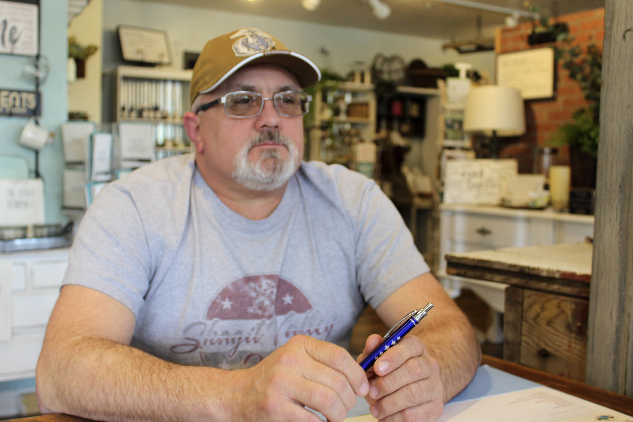 Photo by Patricia Guthrie/Whidbey News Group                                After 30 years of drinking and finally getting sober, former Marine Dennis Phillips of Freeland is helping others with addiction.