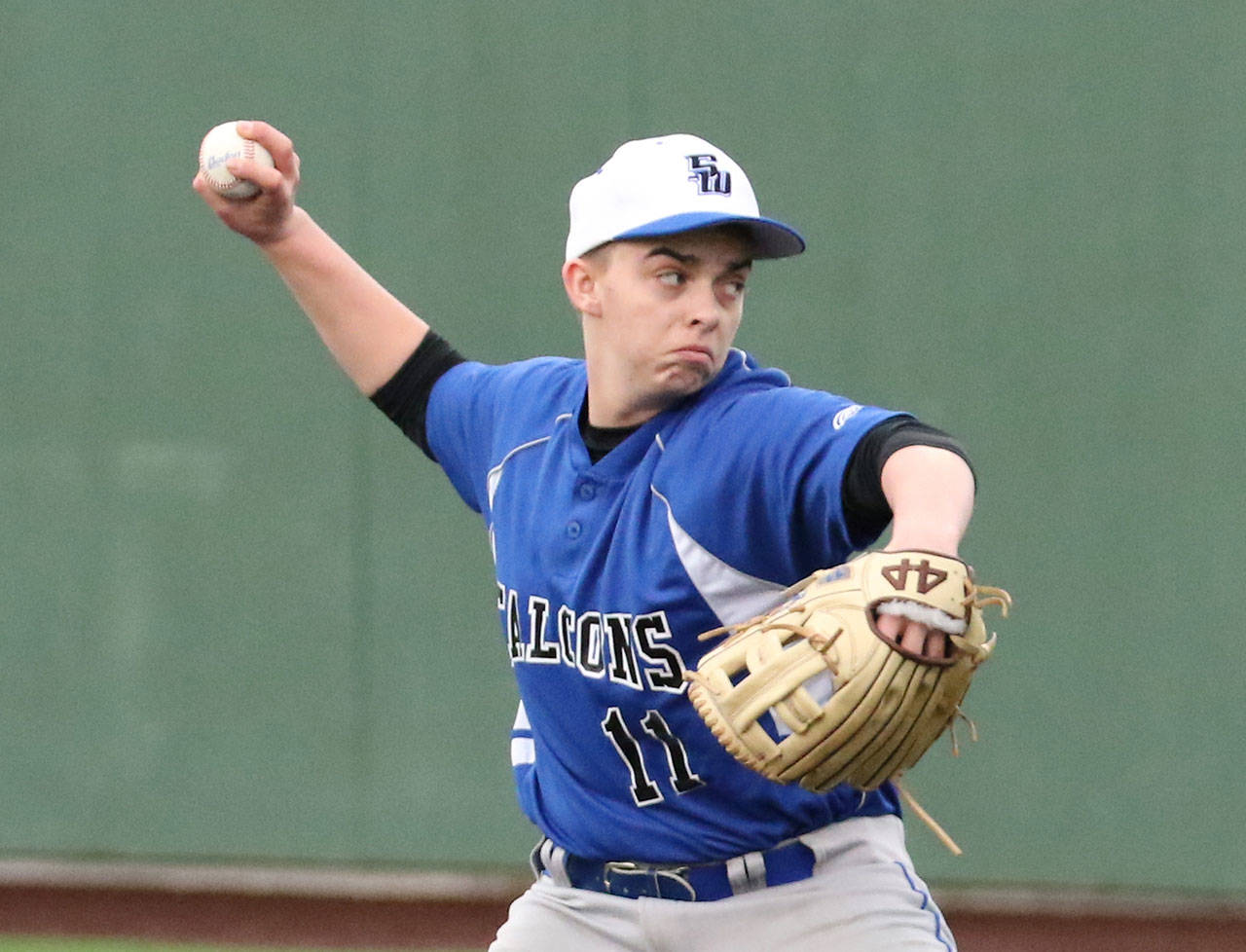 Ethan Petty, shown here in a game earlier this season, threw a no-hitter against King’s Friday. (Photo by John Fisken)