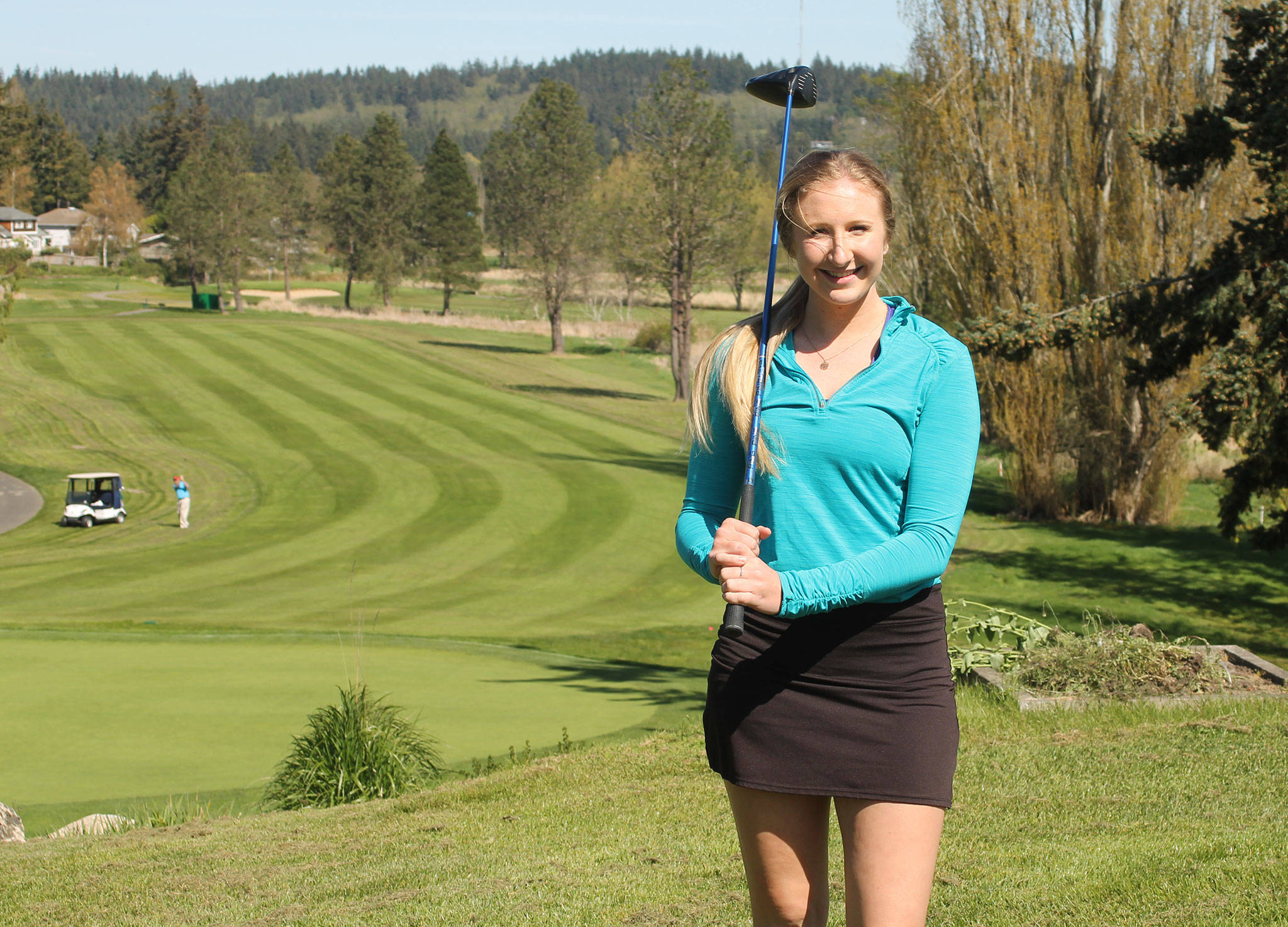 Kolby Heggenes has placed second in the state girls golf tournament the past two seasons. (Photo by Jim Waller/Whidbey News Group)