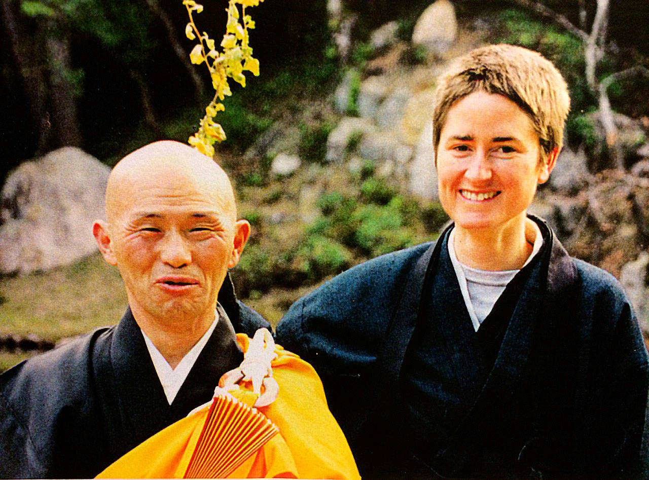 Photo provided                                Shodo Harada Roshi, abbot of Tahoma One Drop Zen Monastery in Freeland, with Jessica Sokei Leon, a Zen Buddhist and the monastery’s community outreach coordinator.
