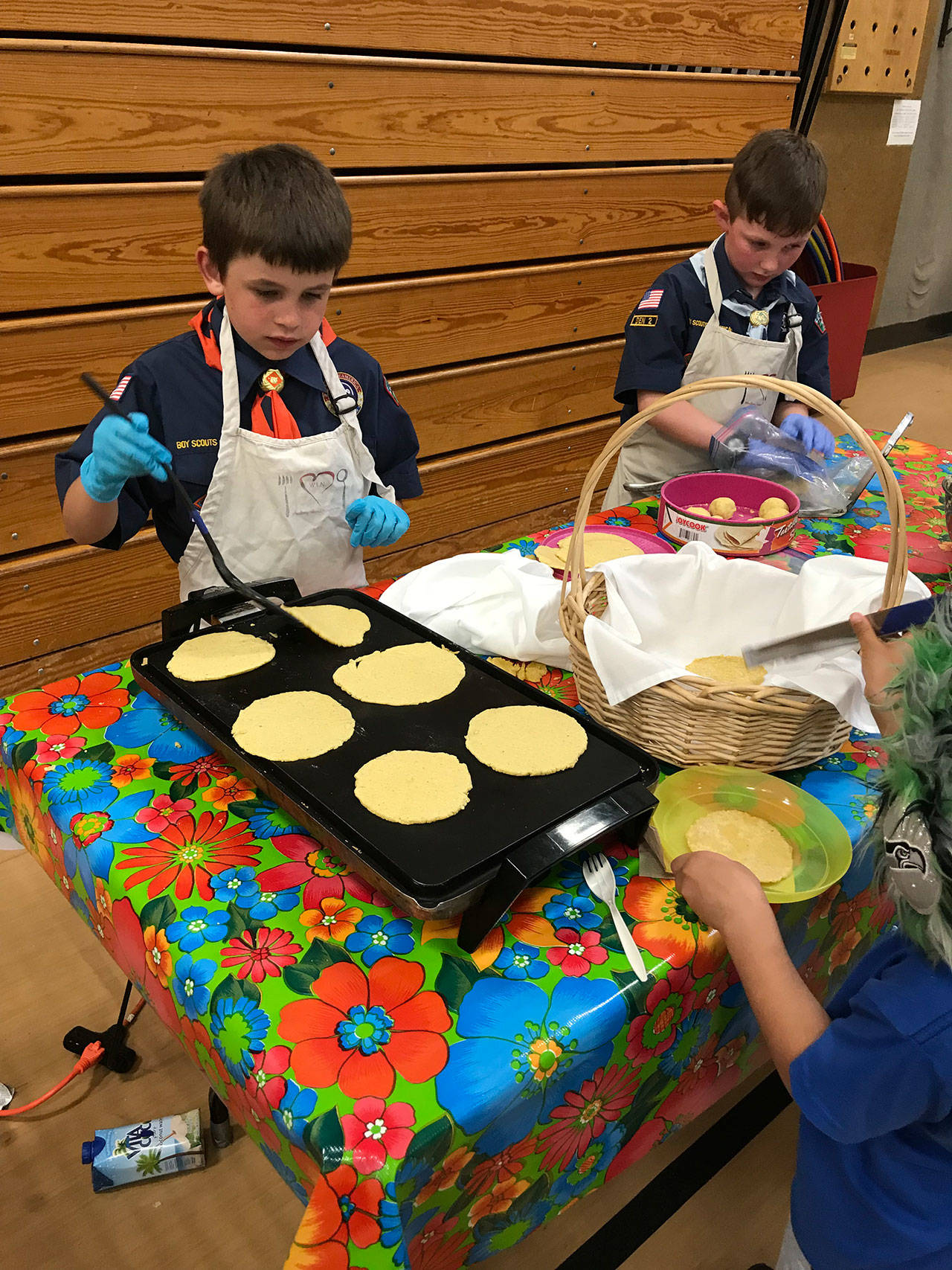 South Whidbey Elementary School students learned to make tortillas from scratch for Taco Tuesdays this semester. They’ll be making lots more for Frijole Friday, a fundraising dinner June 1. Photo provided