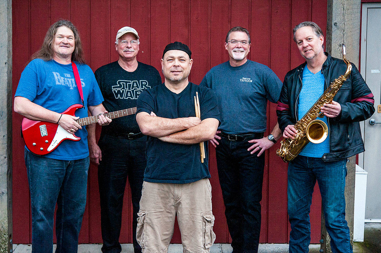 Whidbey’s own classic rock band, Mussel Flats, performs Saturday at Langley’s Third Annual Street Dance. Band members, left to right: Steve DeHaven, Rich Cannon, Mitch Aparicio, Mark Wacker, Doug Coutts. Photo provided