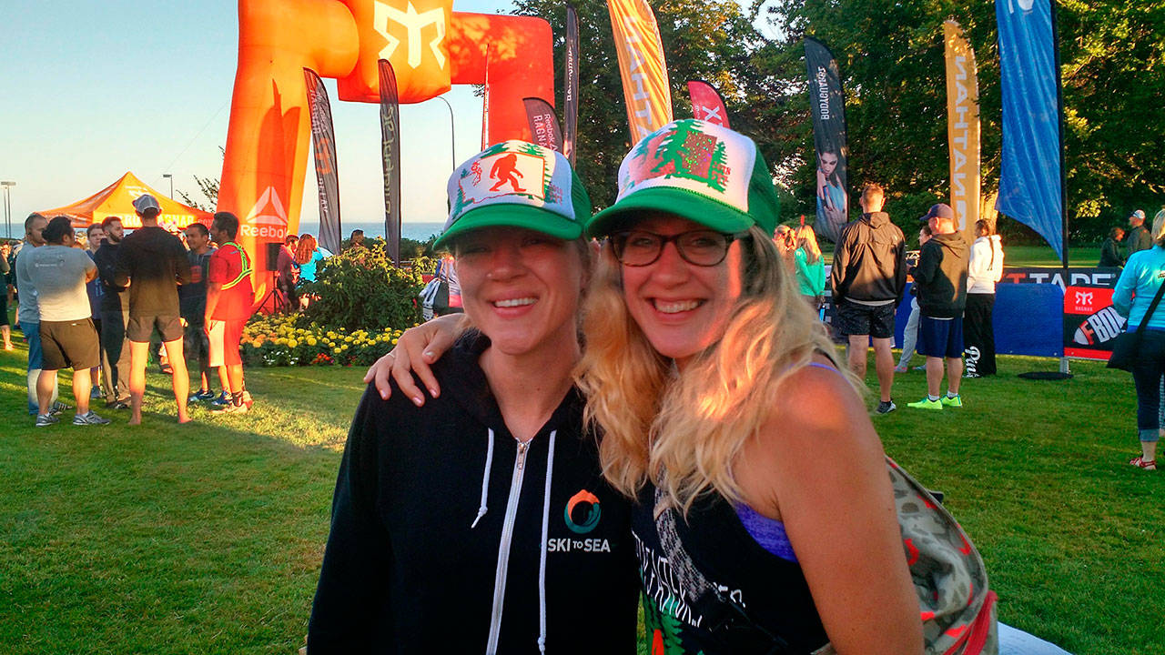 Megan Benjamin, left, and Rebekah Roberts gather at the starting line of this years Northwest Passage. (Submitted photo)