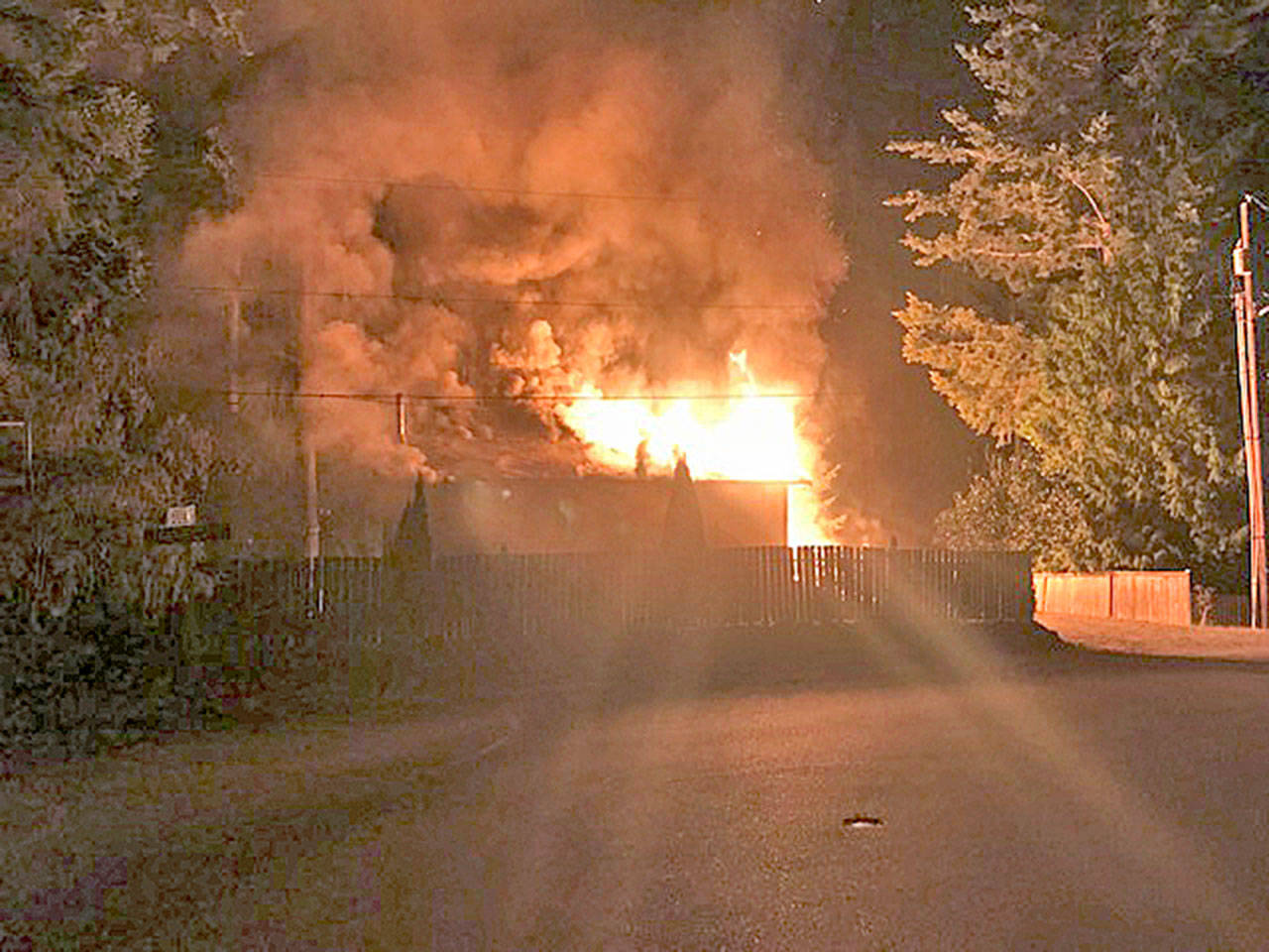 Photo by Alexis Babcock.                                A fire destroyed a Scatchet Head home Monday night.