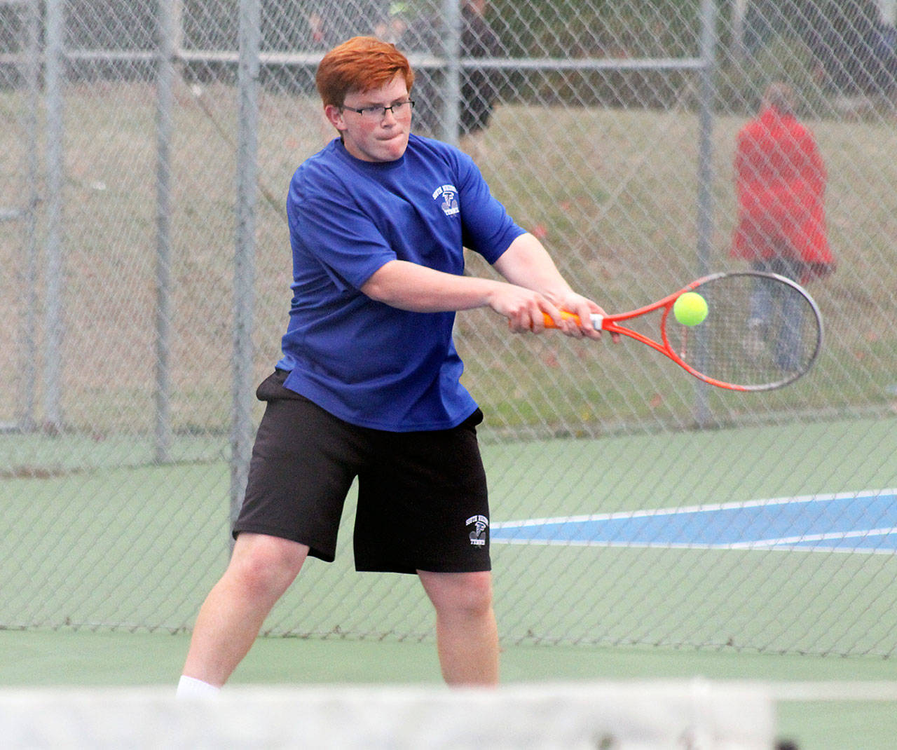Brent de Wolf is one of only three returning varsity players for the South Whidbey tennis team. (File photo)
