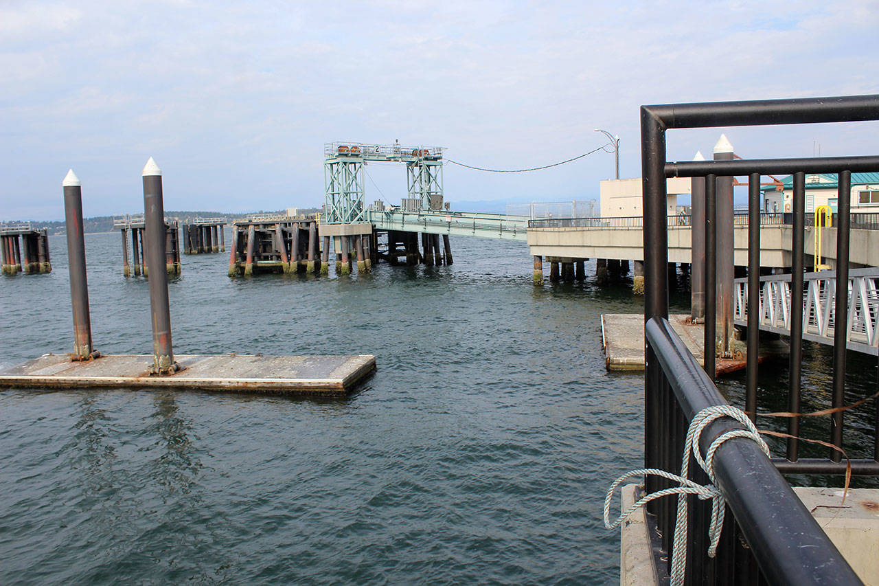 Repairs to a floating dock below the Clinton pier didn’t hold up earlier this year and sections had to be removed for safety reasons. Overseen by the Port of South Whidbey, stabilizing the dock for visiting boaters has been a continual challenge. (Photo by Patricia Guthrie/Whidbey News Group)