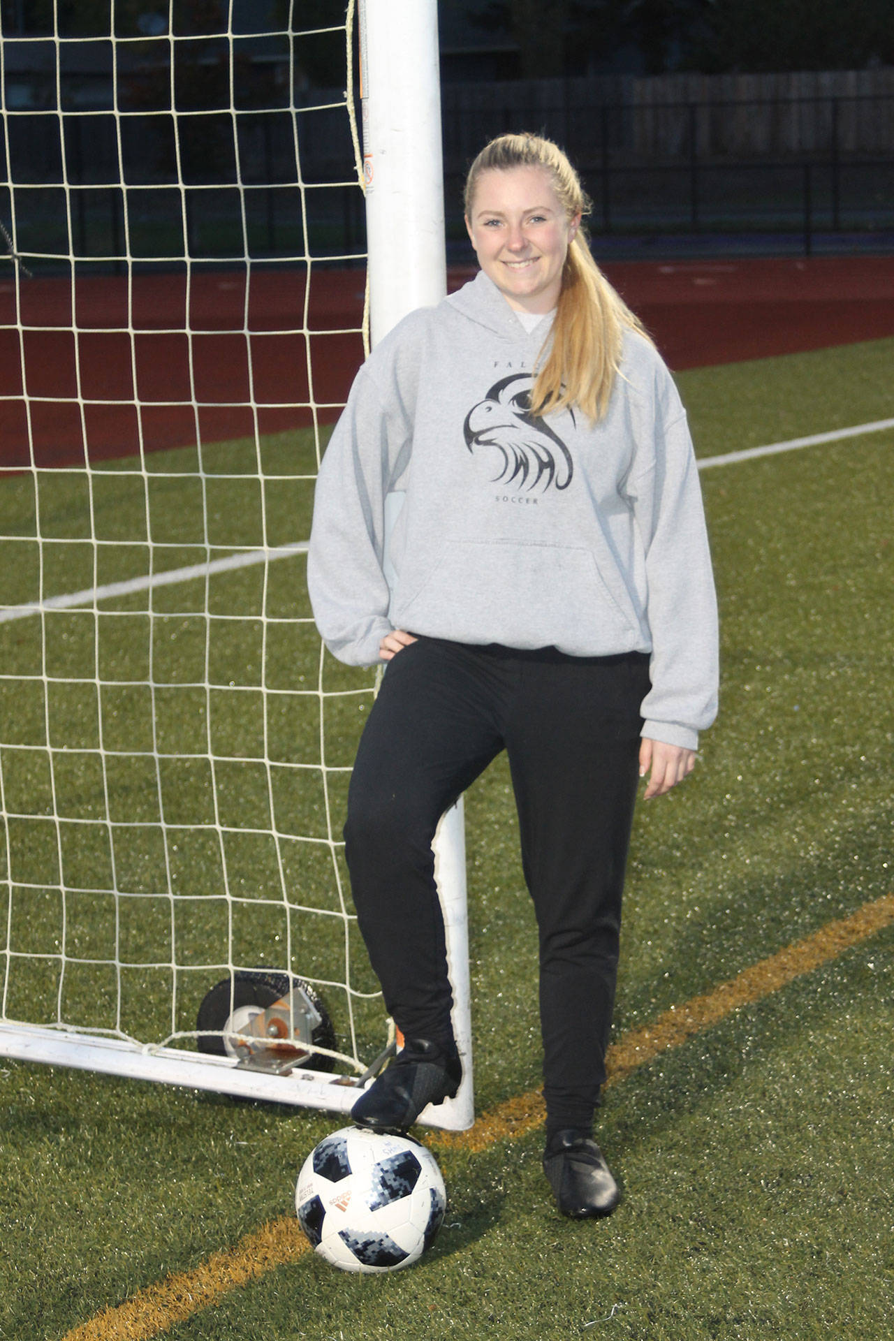 Maddy Drye, the only four-year member of the South Whidbey soccer team, has helped the Falcons grow into a successful program. (Photo by Jim Waller/South Whidbey Record)