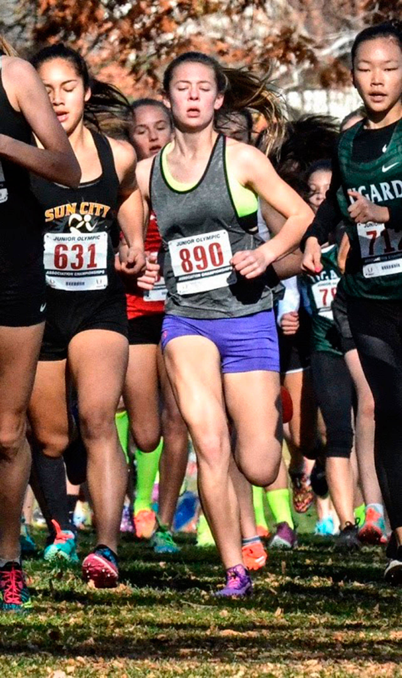 Kaia Richmond Swegler competes in last month’s regional Junior Olympic cross country meet in Yakima. (Submitted photo)