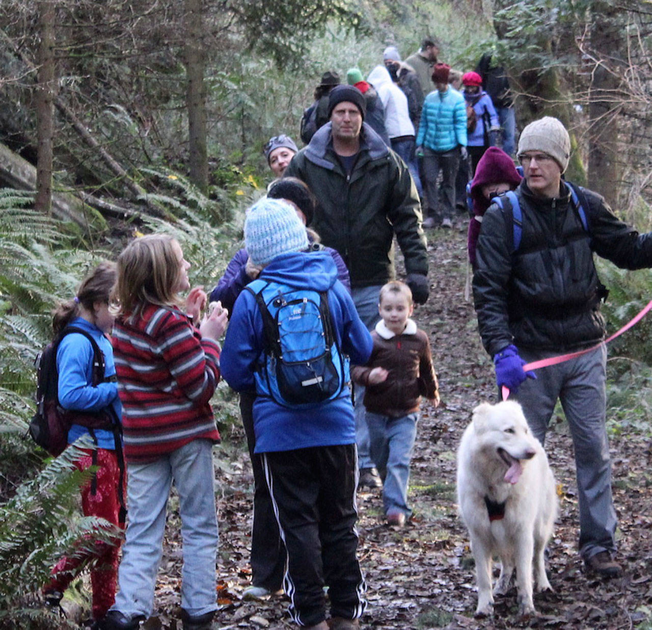 More than 100 people came out to explore two Whidbey Island parks on First Day Hike on New Years Day. Friends of Whidbey State Parks helped organize the event. (Photo provided)