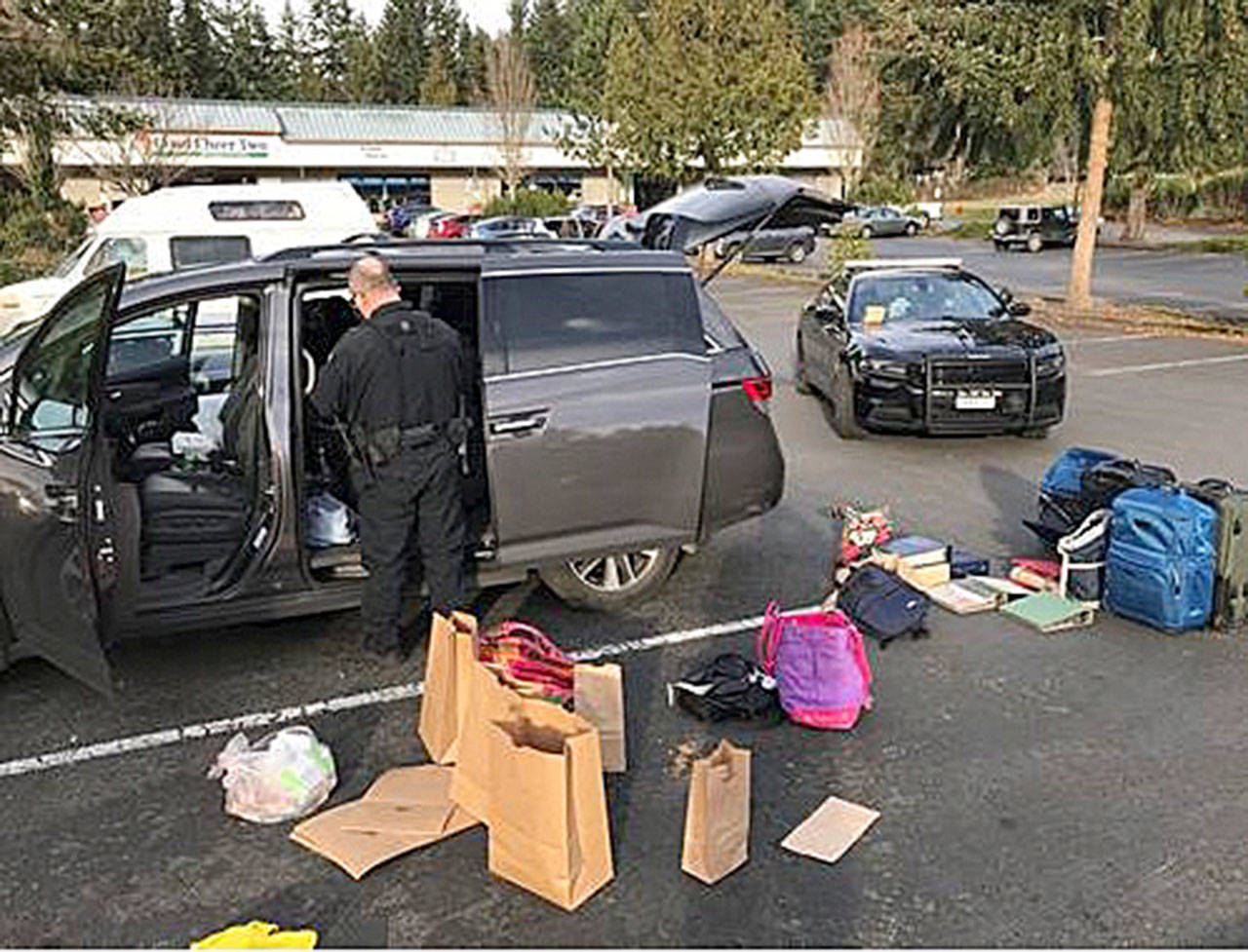 Photo provided by the sheriff’s office. Deputies searched the vehicle and found many items.
