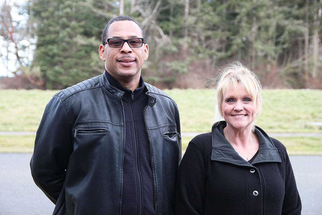 Two new people hired at Island County Human Services are Richard West, behavioral health embedded mental health professional, and Chelcee Lindell, behavioral health intensive case manager and jail transition coordinator. The two will work with law enforcement to help connect people with services before they end up in jail or in the hospital. Photo by Laura Guido/Whidbey News-Time