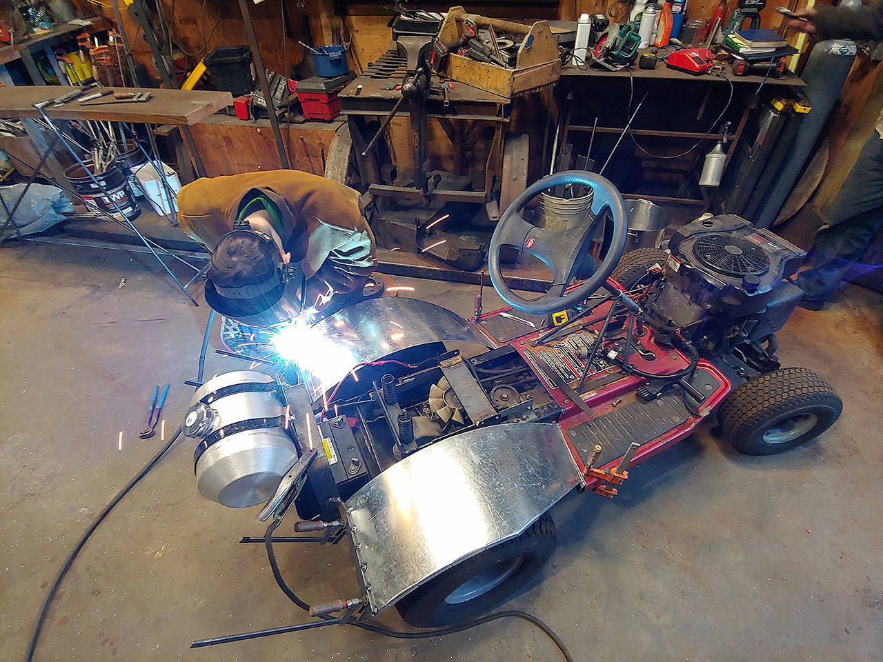 Waldorf student Kelvin Jenkins completed building a go-kart for his eighth-grade project. (Photo provided)