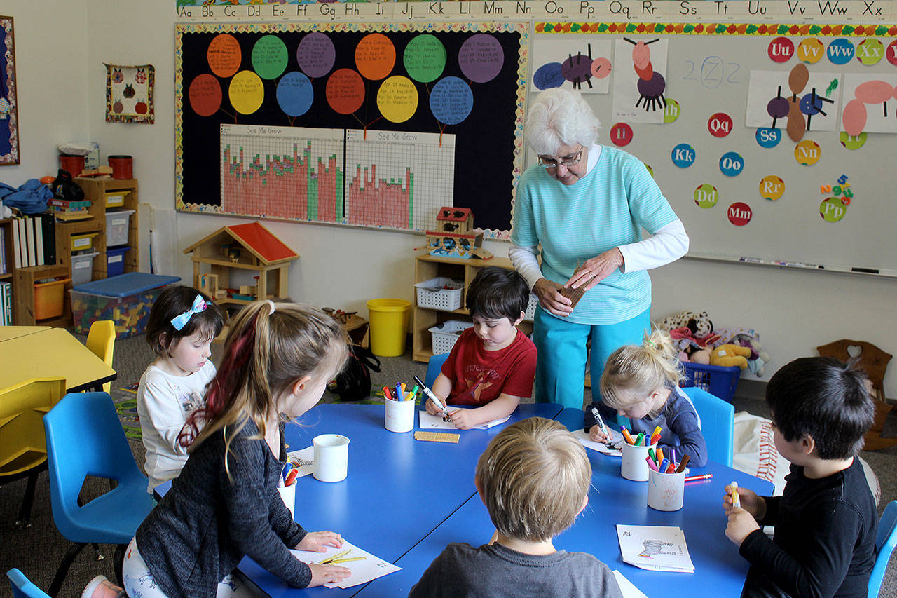 Joan Johnson is retiring after teaching preschool in Freeland for 33 years. Photo by Patricia Guthrie /Whidbey News Group