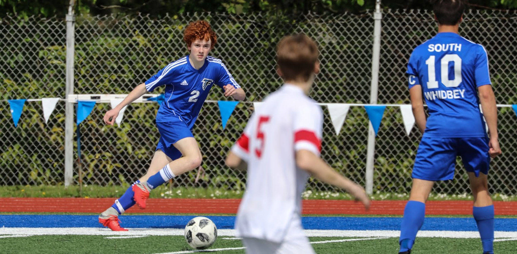 South Whidbeys Aidan Donnelly (2) surveys the field in Saturdays district tournament title match.(Photo by Matt Simms)