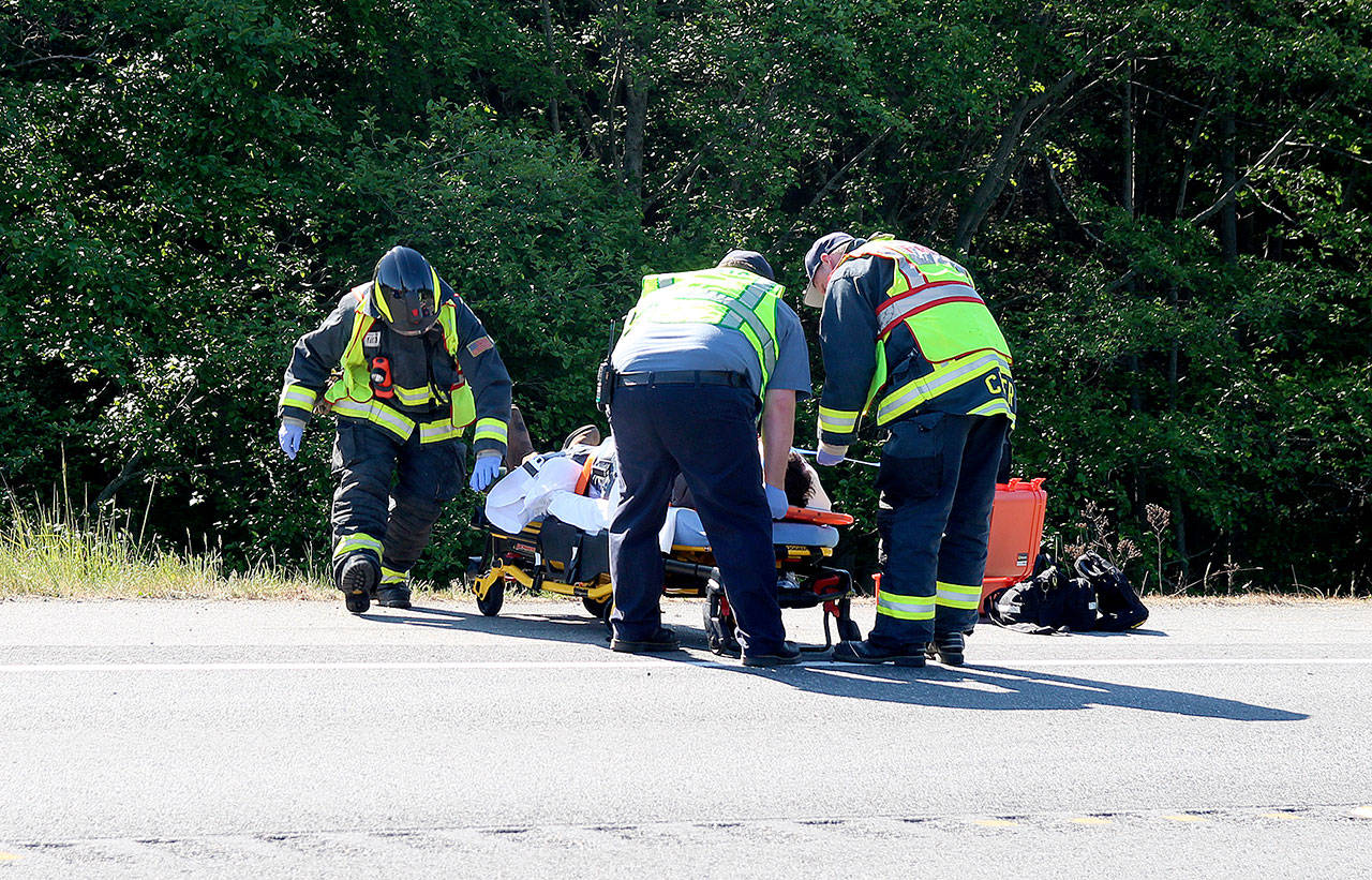 Motorcyclist transported to hospital after accident