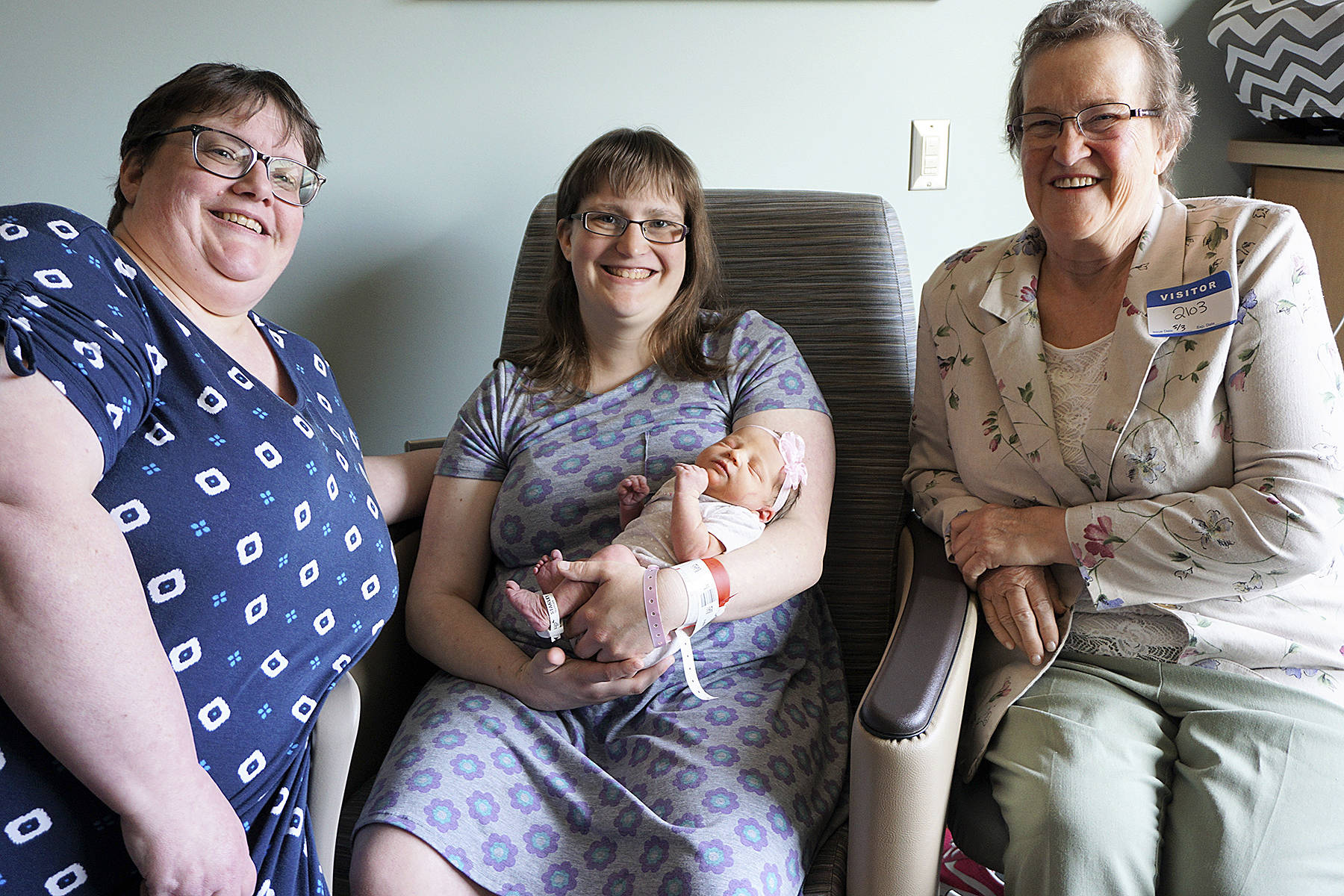Photo provided.                                Four generations of women gather after the birth of Elizabeth Adeline Pooler at WhidbeyHealth Medical Center, including her grandma Lori Stahl, mom Mikaela Stahl, baby Elizabeth Pooler and great grandmother Yvonne Struthers.