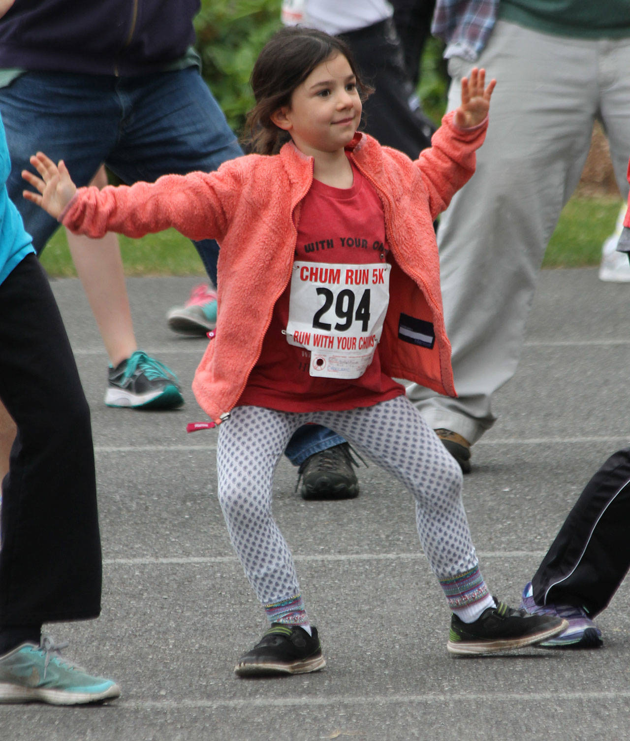 A youngster gets into the warm-up session before the race.(Photo by Jim Waller/South Whidbey Record)