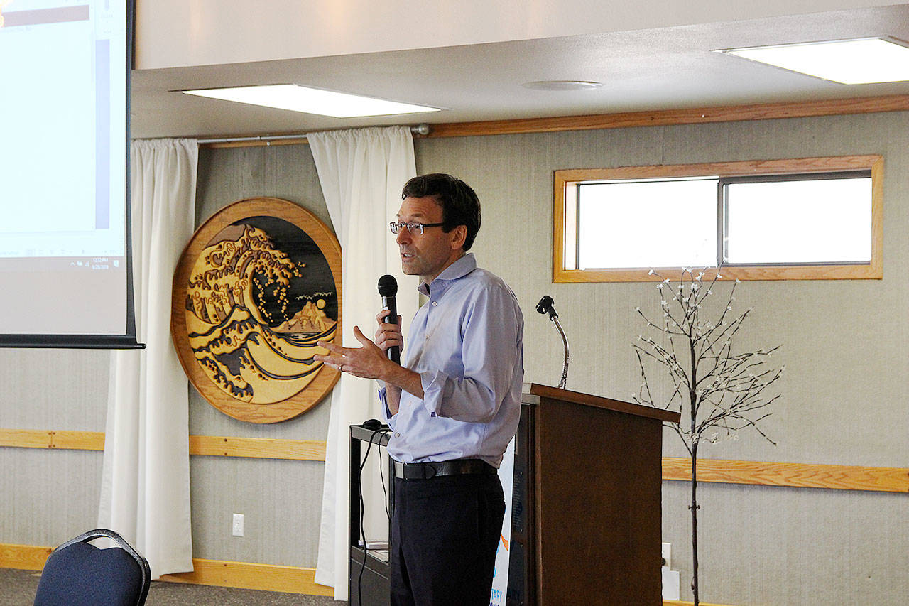 Attorney General Bob Ferguson speaks at a Rotary Club of Oak Harbor meeting Friday. Photo by Laura Guido/Whidbey News-Times