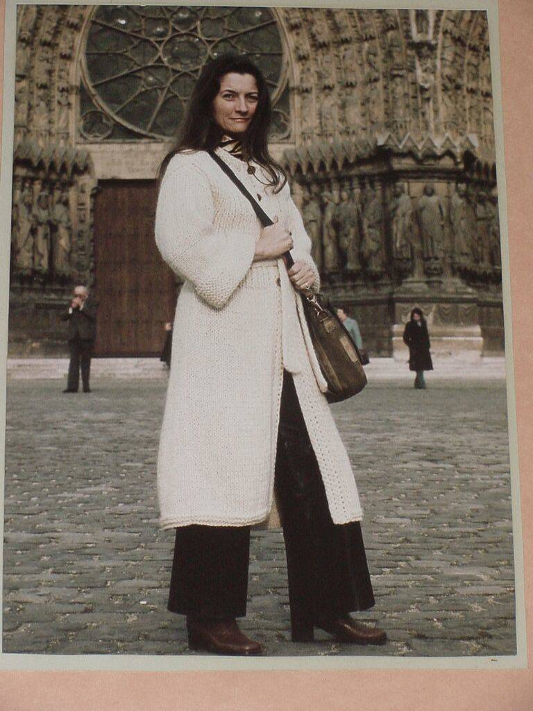 Photo provided by Carl Magnusson                                Longtime Whidbey Island knitter Naomi Magnusson models her own knitted creation in France during the 1970s.
