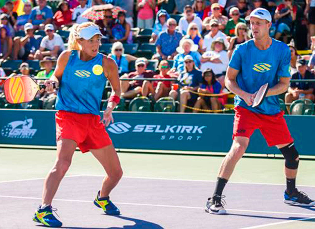 Lindsey, left, and Riley Newman compete in the national pickleball championships this week. (provided photo)