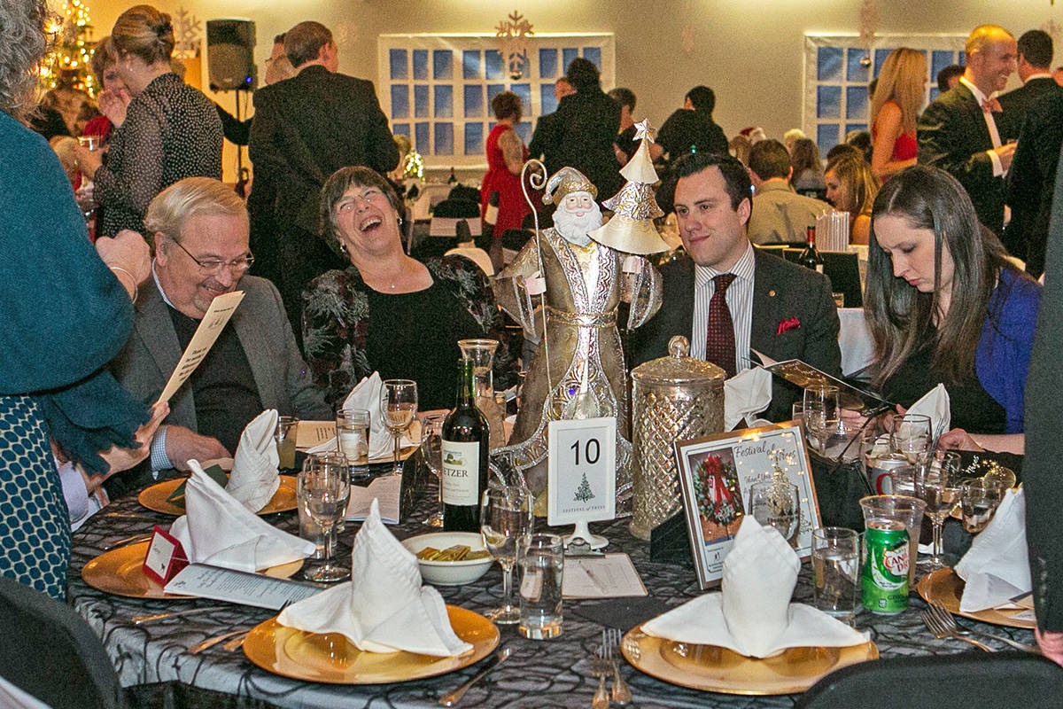 Festively adorned tables are just one way that the Elks Lodge in Oak Harbor will be transformed with Christmas spirit for Big Brothers Big Sisters of Island County’s annual Festival of Trees gala on Dec. 6.