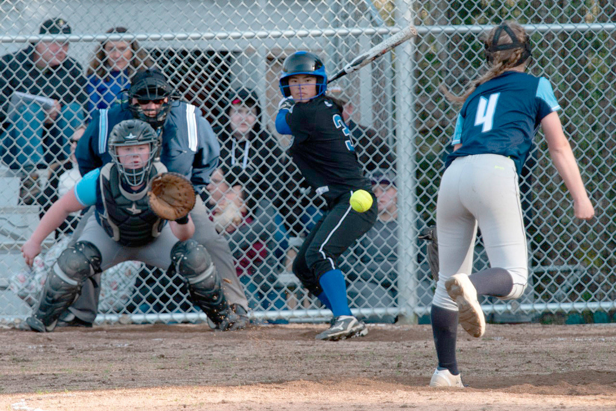 South Whidbey’s Ari Marshall waits for the pitch in a game against Sultan last season. (Photo by Paul Lien)