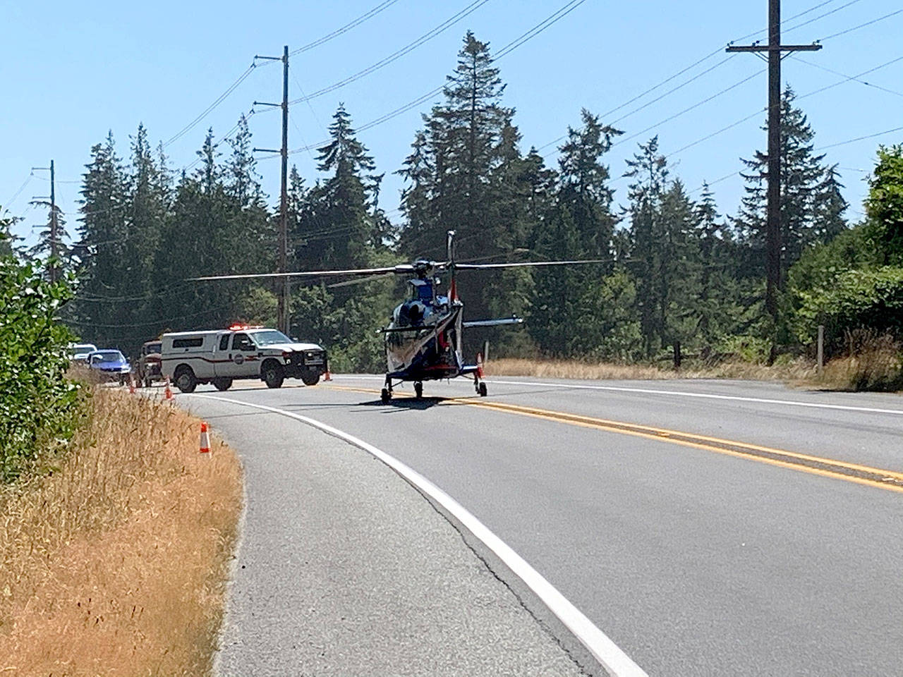 Photo provided                                Bicyclist Stephen Cairns, 24, of Seattle, was airlifted to Providence Hospital in Everett after being struck by a car along State Highway 525 on Tuesday.