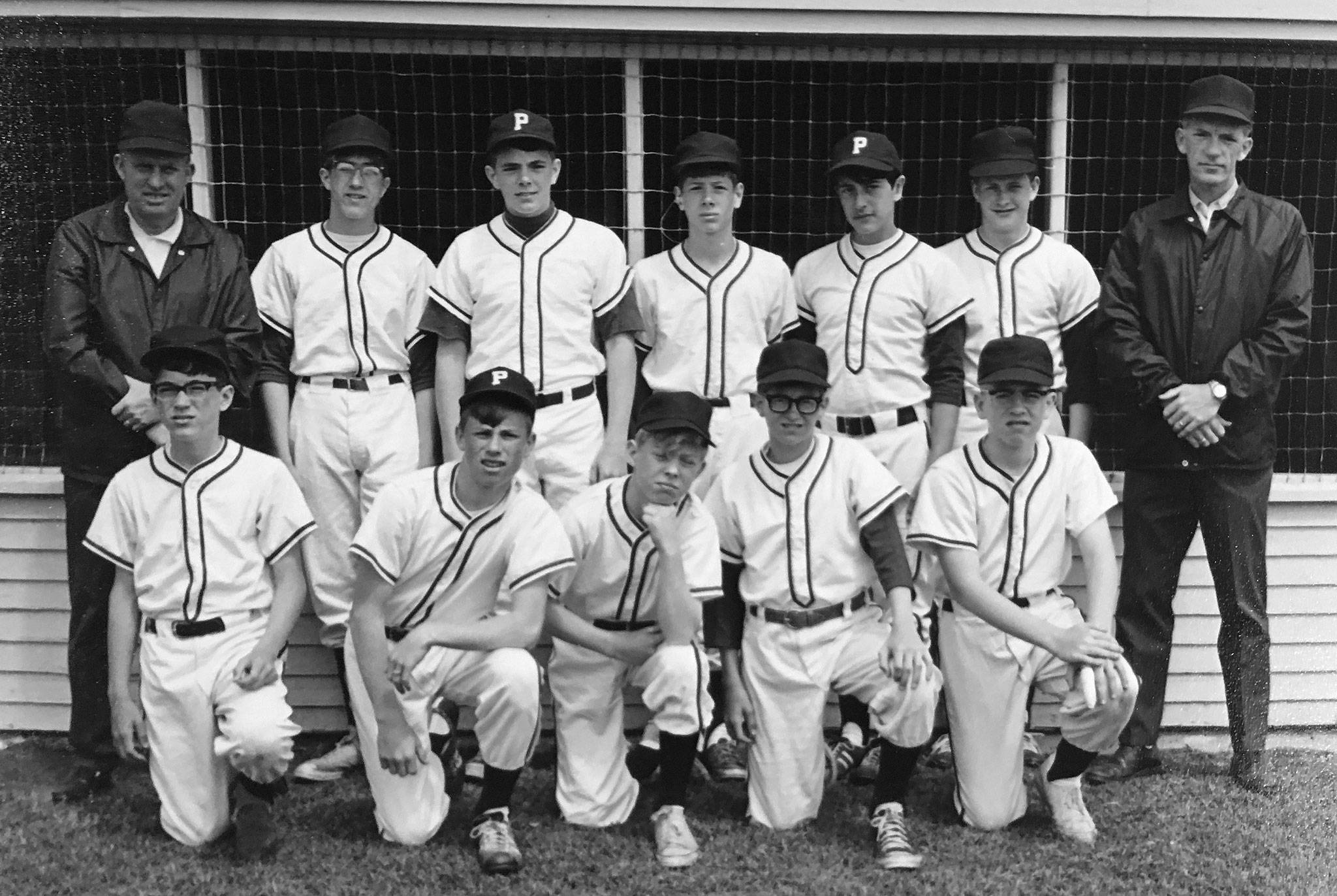 The Pirates of the 1967 Oak Harbor Mustang League finished the season with a 12-3 record. Back row, left to right: assistant coach Jim Allen, Craig Cross, Jim Waller, John Kjargaard, Rob Valdez, Tim Quinn, head coach Mert Waller. Front row, left to right: Doug Rowand, Randy Allen, Jeff Ford, Marc Goetz, Craig Dougherty. (Photo provided)