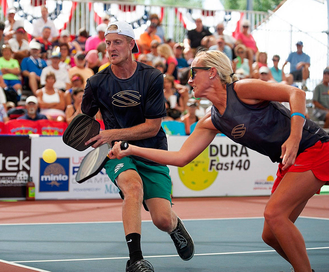 The Newman siblings, Riley, left, and Lindsey, both placed in a professional pickleball tournament earlier this year. (File photo)