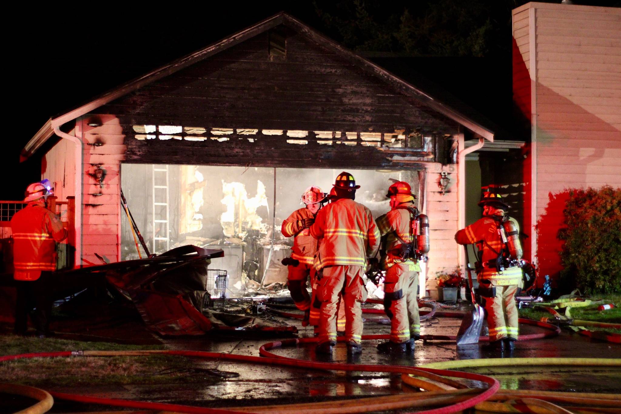 Oak Harbor firefighters responded to a garage fire last week. Photo provided