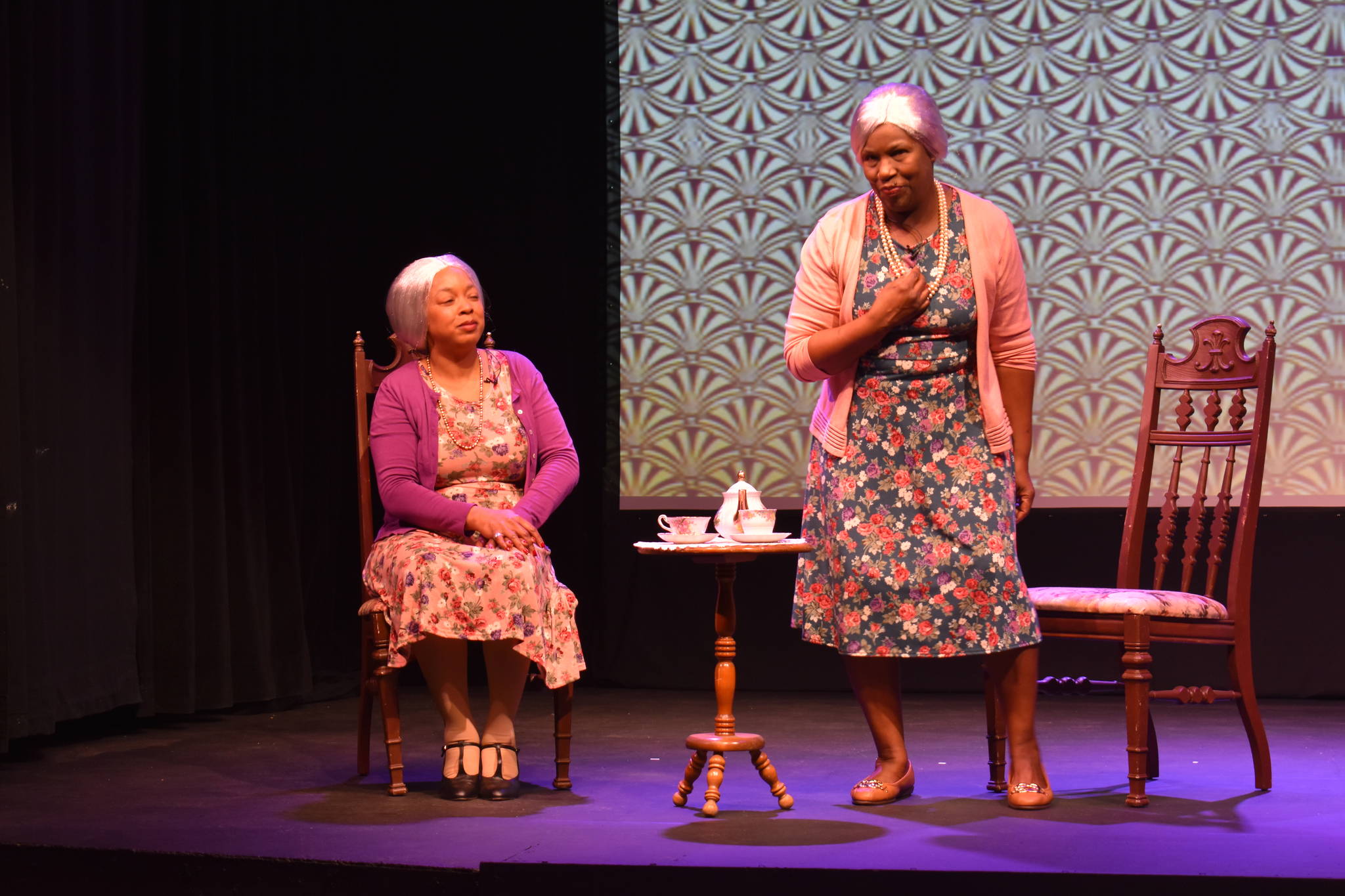 Germaine Kornegay, left, and Allenda Jenkins star in Whidbey Playhouse’s virtual production of ‘Having our Say: The Delany sisters’ first 100 years’ available to view online on Feb. 26-27. Photo by Emily Gilbert/Whidbey News-Times