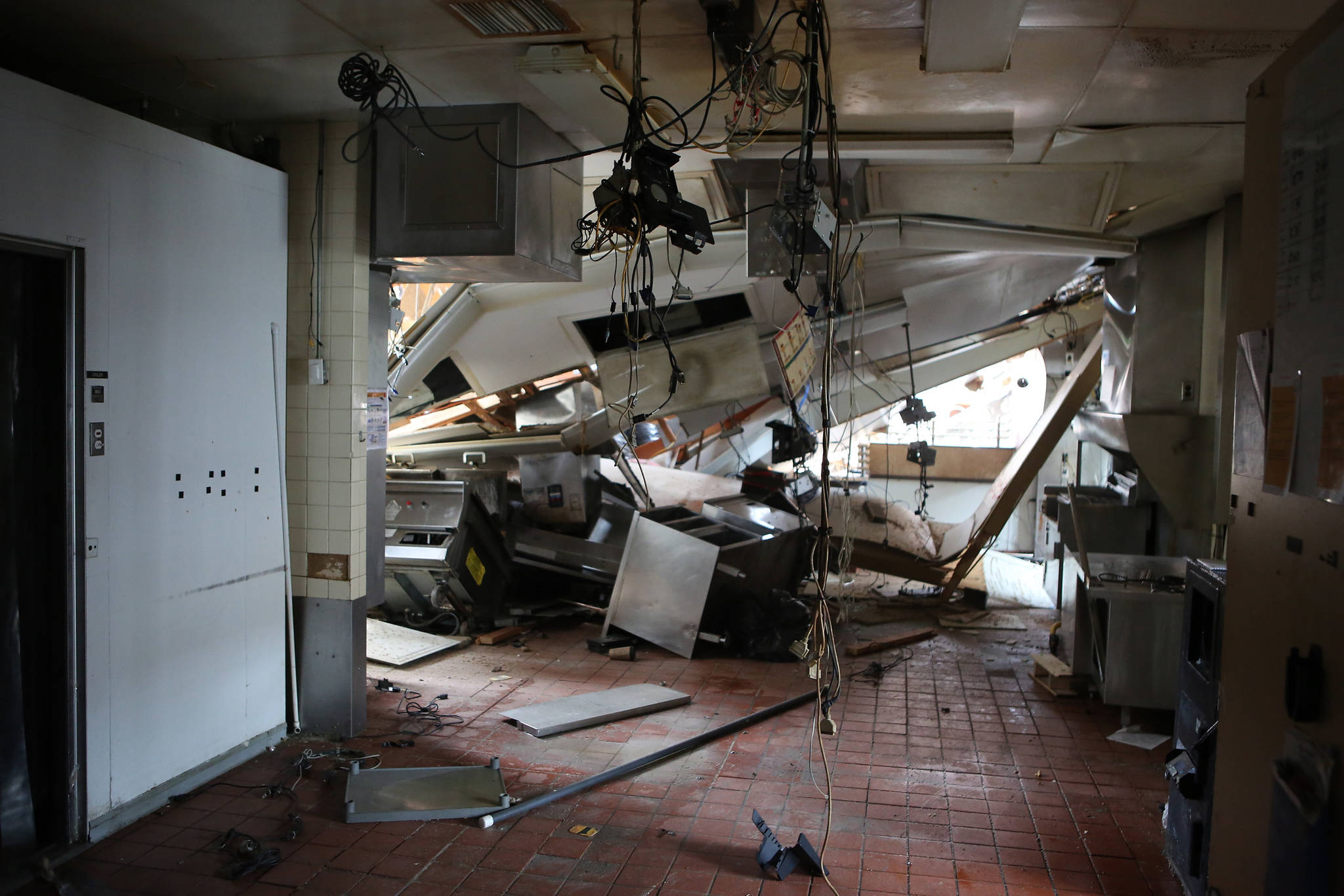 Photo by John Fisken
The inside of the Oak Harbor McDonald’s is unrecognizable as demolition of the store got underway this week.