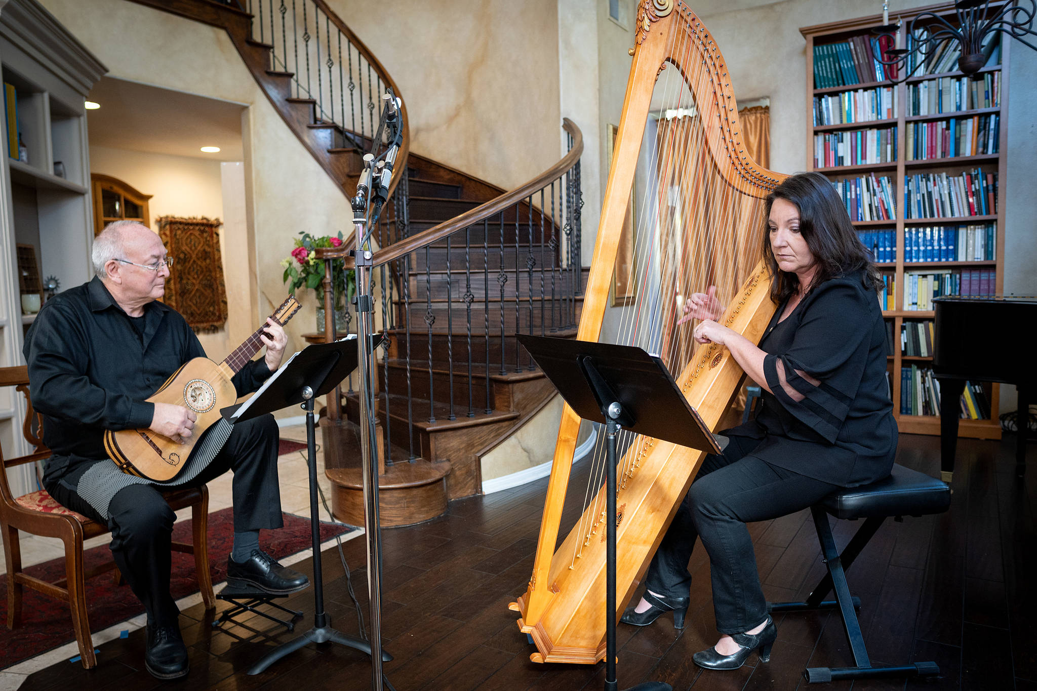 Harpist Maxine Eilander and guitarist Stephen Stubbs will be performing songs by Franz Schubert at this year’s Whidbey Island Music Festival. (Photo by Gary Payne)