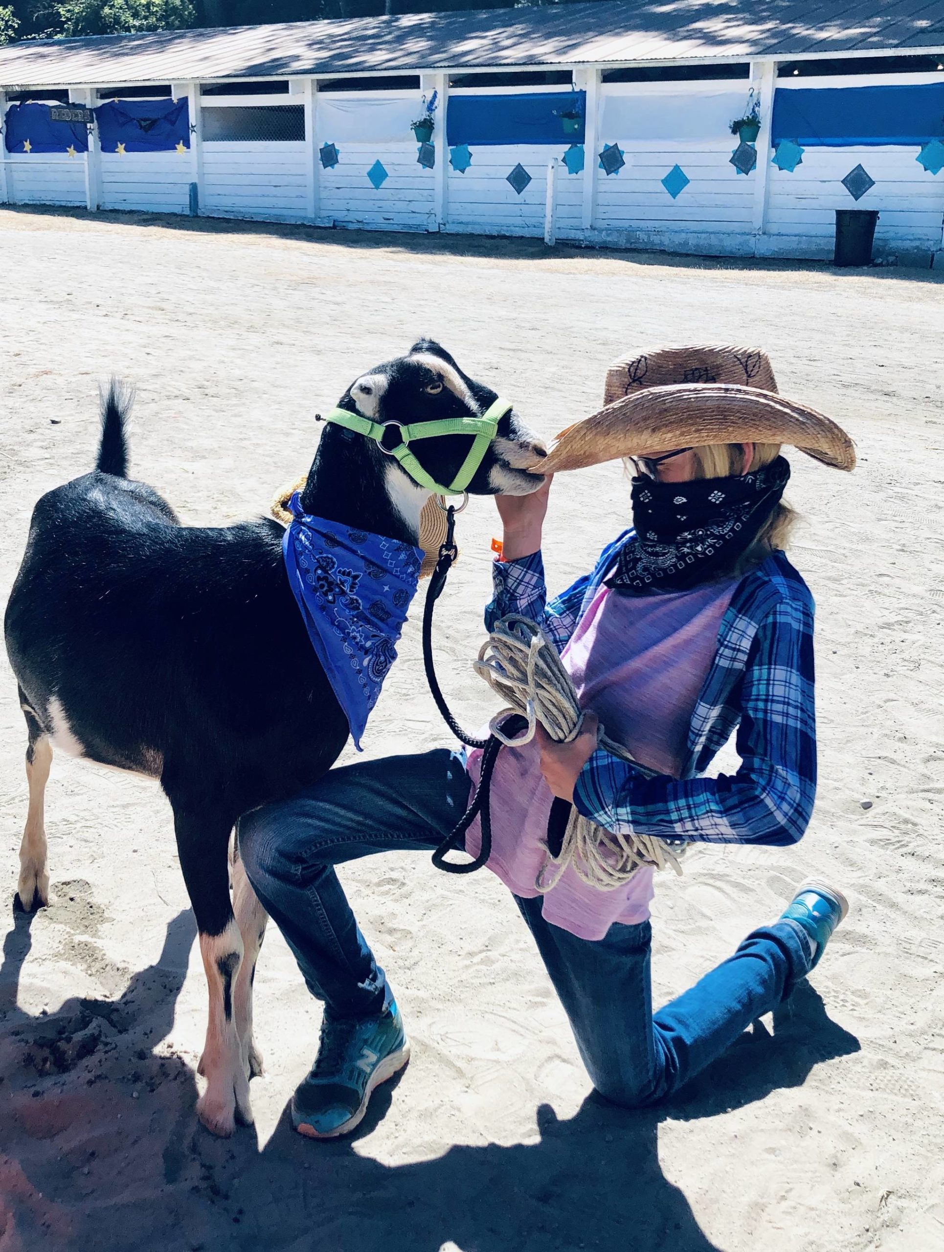 Kenny, pictured here with Peyton Bodenhafer, 11. The pair dressed up as cowboys for a contest at a previous Whidbey Island Fair. (Photo provided)