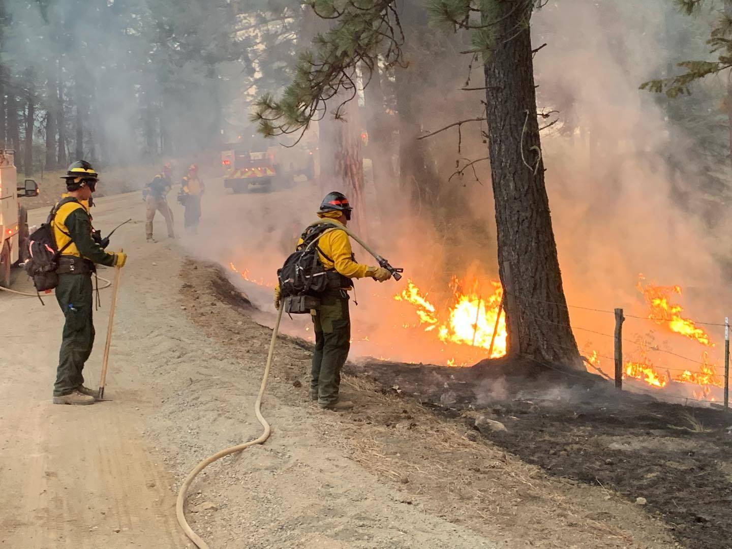 Firefighters work at the Lick Creek fire near the Idaho and Oregon borders. (Photo provided by Central Whidbey Island Fire and Rescue)