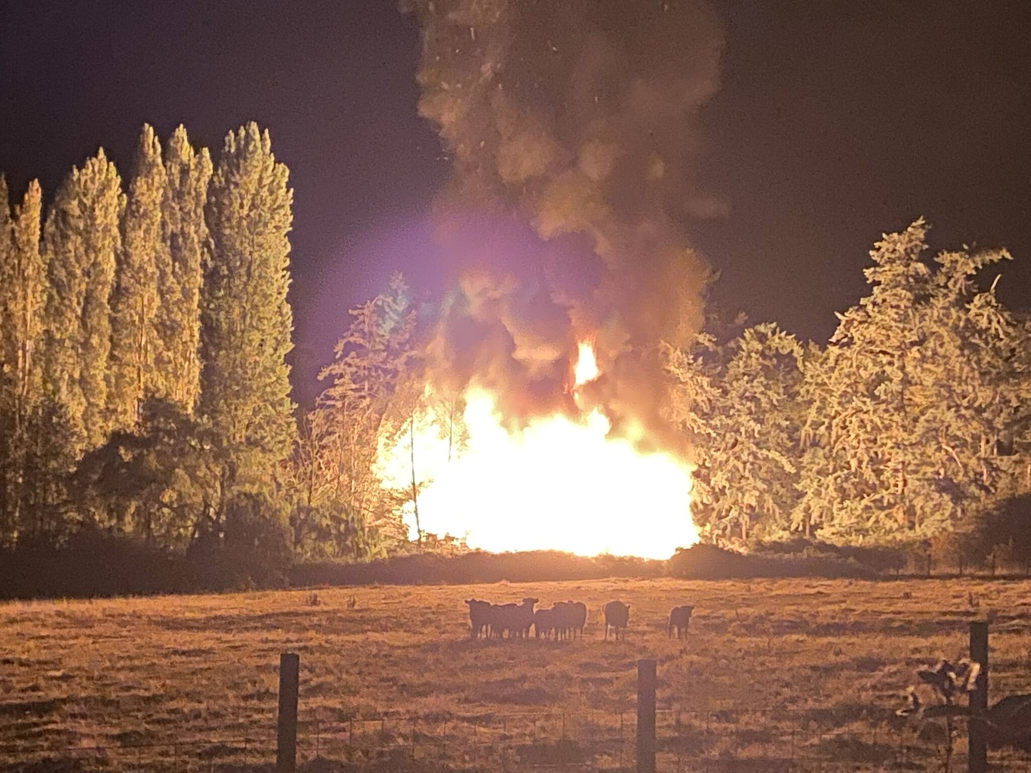 Photo by Zach Loescher
A barn on Fakkema Road caught fire early Tuesday morning. No animals were in the barn and no one else on the property was injured.