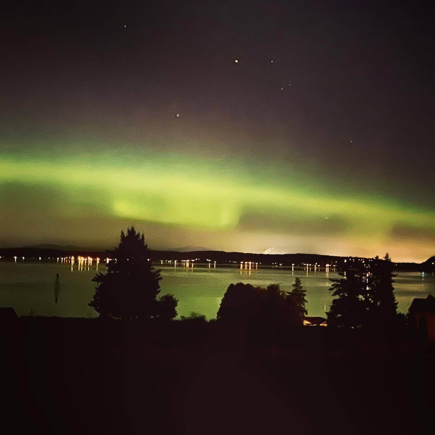 Photo by Theresa Farage
A photographer captured the Northern Lights over North Whidbey Tuesday night. Theresa Farage went to Dugualla Bay Heights Road looking toward La Conner armed with her Nikon D5200 camera and iPhone 12 Pro Max.